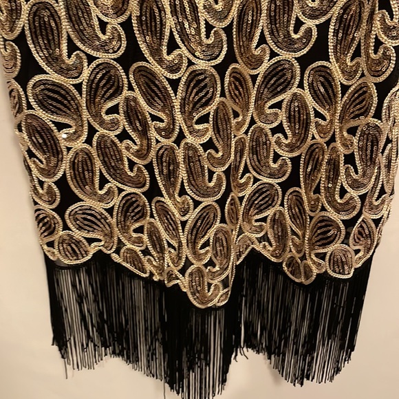 Flapper Gatsby Party Dress – Black & Gold Paisley - Picture 10 of 10